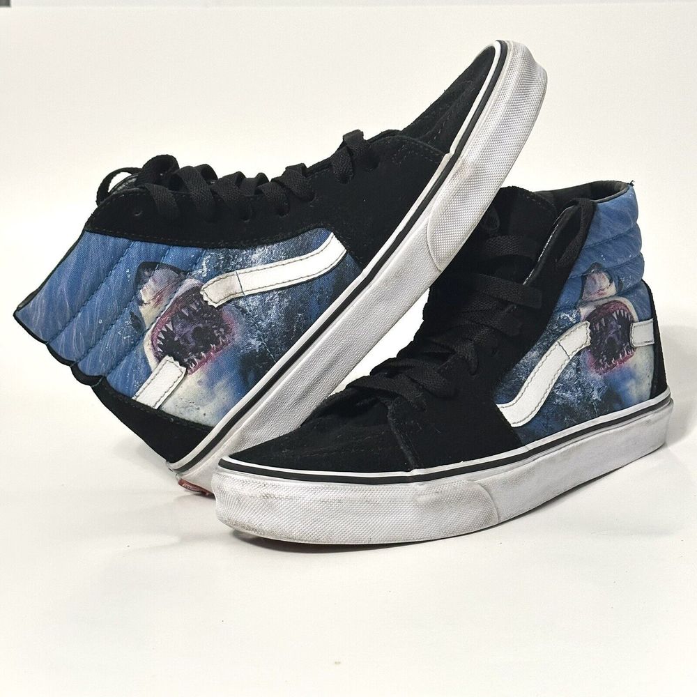 VANS Sk8 Hi Top Discovery Shark Week Skate Sneaker Shoes Men's Size 6 / W 7.5 - Picture 1 of 16